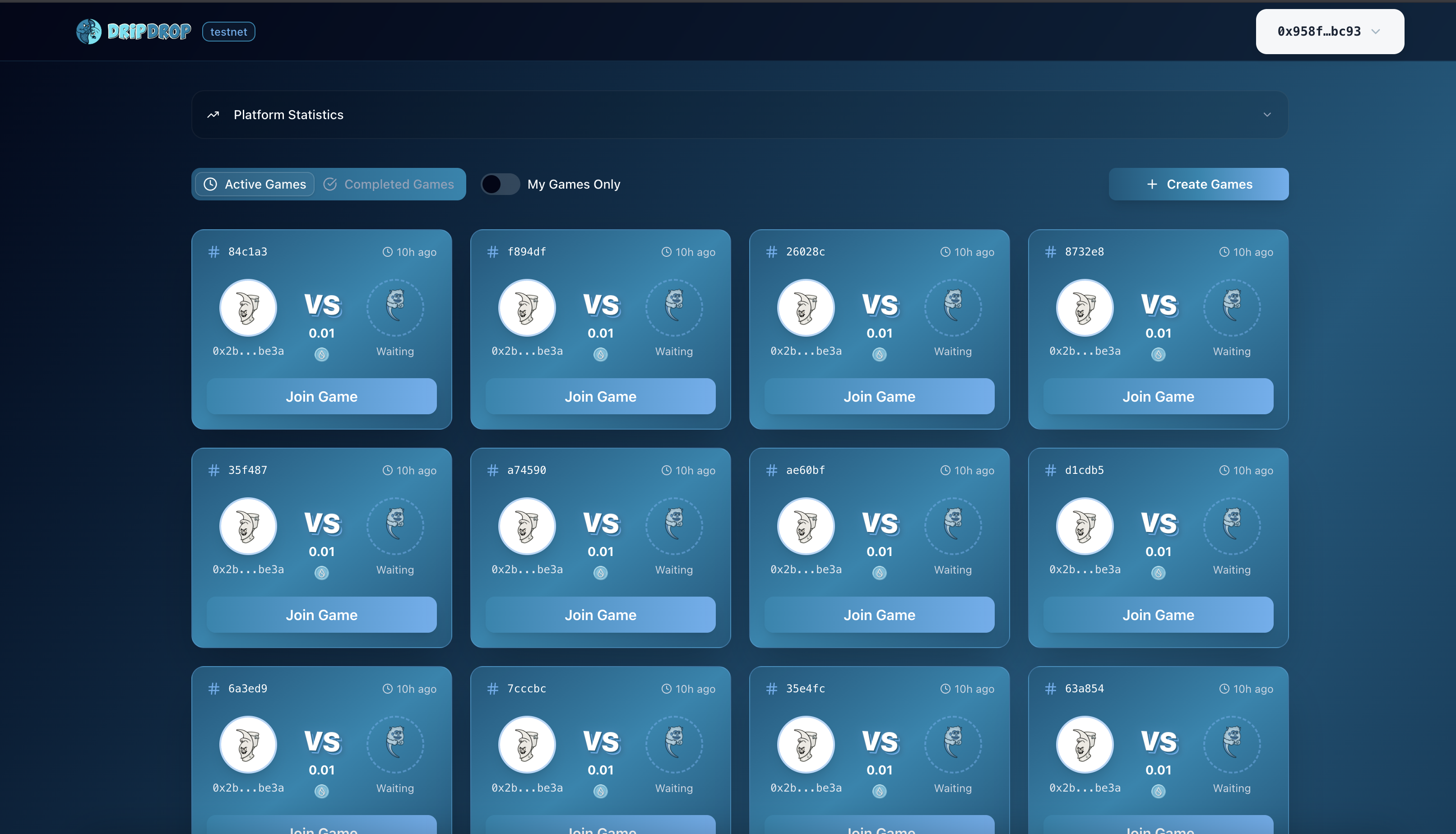 DripDrop Gaming Interface